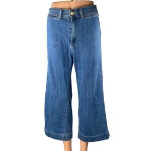 Gap Women's Blue High Waisted Cropped Wide Leg Baggy Palazzo Denim Jeans Size 27